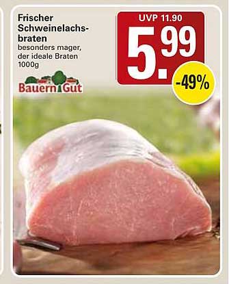 Frischer Schweinelachsbraten besonders mager, der ideale Braten 1000g
