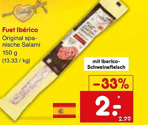 Fuet Ibérico Original spanische Salami 150 g (13.33 / kg) mit Iberico-Schweinefleisch