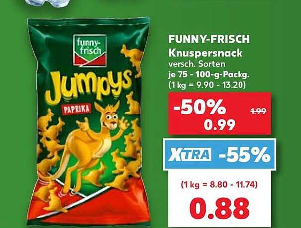 FUNNY-FRISCH Knuspersnack versch. Sorten je 75 - 100-g-Packg. (1 kg = 9.90 - 13.20)