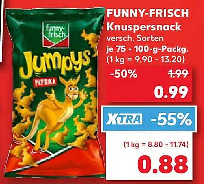 FUNNY-FRISCH Knuspersnack versch. Sorten je 75 - 100-g-Packg.