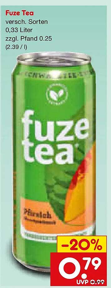 Fuze Tea versch. Sorten 0,33 Liter zzgl. Pfand 0.25 (2.39 / l)
