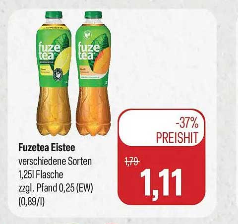 Fuzetea Eistee verschiedene Sorten 1,25l Flasche zzgl. Pfand 0,25 (EW) (0,89/l)