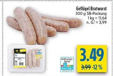 Geflügel Bratwurst 300 g SB-Packung