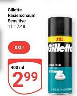 Gillette Rasierschaum Sensitive 1 l = 7,48