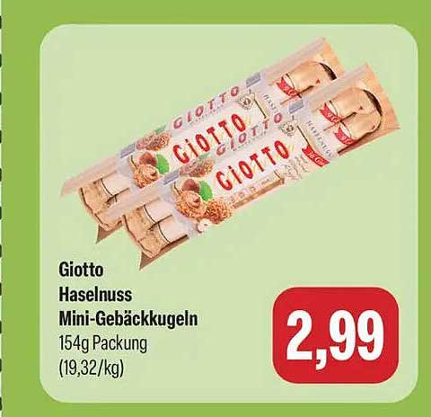 Giotto Haselnuss Mini-Gebäckkugeln 154g Packung (19,32/kg)
