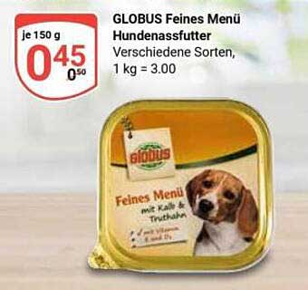 GLOBUS Feines Menü Hundenassfutter Verschiedene Sorten