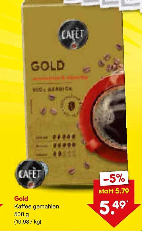 Gold Kaffee gemahlen 500 g (10.98 / kg)