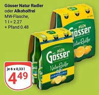 Gösser Natur Radler oder Alkoholfrei MW-Flasche, 1 l = 2.27 + Pfand 0.48