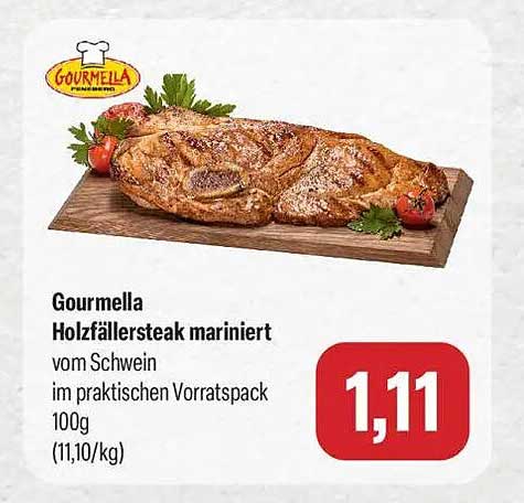 Gourmella Holzfällersteak mariniert vom Schwein im praktischen Vorratspack 100g (11,10/kg)
