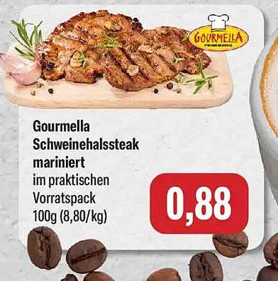 Gourmella Schweinehalssteak mariniert im praktischen Vorratspack 100g (8,80/kg)