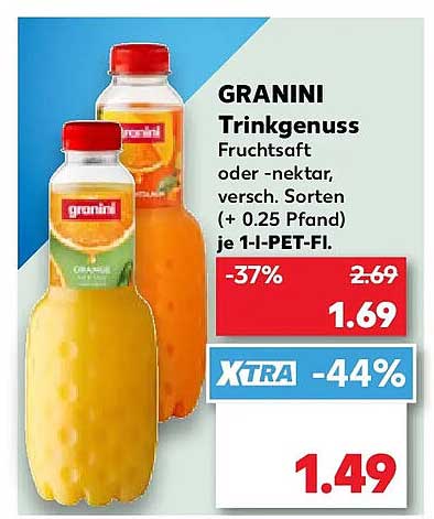 GRANINI Trinkgenuss Fruchtsaft oder -nektar, versch. Sorten (+ 0.25 Pfand) je 1-L-PET-Fl.
