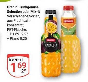 Granini Trinkgenuss Selection oder Mix-It Verschiedene Sorten, aus Fruchtsaftkonzentrat, PET-Flasche, 1 l: 1.69–2.25 + Pfand 0.25