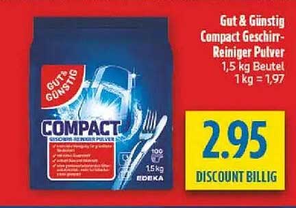 Gut & Günstig Compact Geschirr-Reiniger Pulver 1,5 kg Beutel 1 kg = 1,97