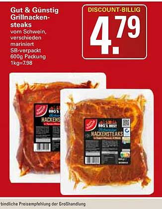 Gut & Günstig Grillhähnchen-steaks vom Schwein, verschieden mariniert SB-verpackt 600g Packung 1kg=7.98