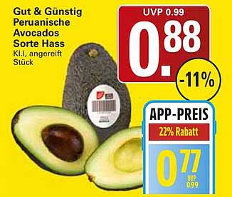 Gut & Günstig Peruanische Avocados Sorte Hass Kl.I, angereift Stück