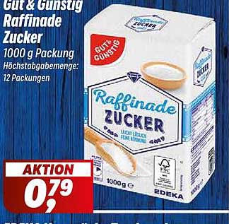 Gut & Günstig Raffinade Zucker 1000 g Packung