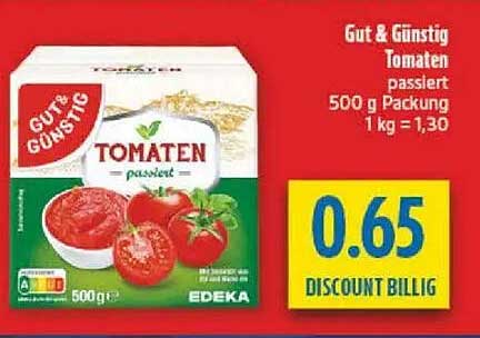 Gut & Günstig Tomaten passiert 500 g Packung 1 kg = 1,30
