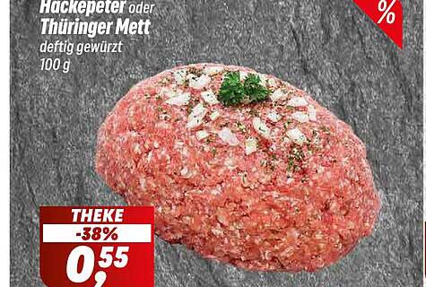 Hackepeter oder Thüringer Mett deftigt gewürzt 100 g