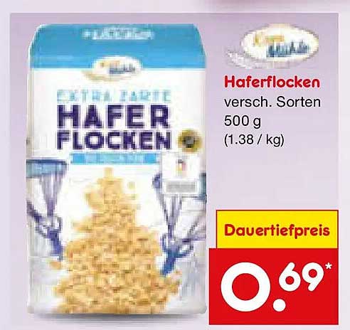 Haferflocken versch. Sorten 500 g (1.38 / kg)