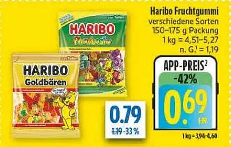 Haribo Fruchtgummi verschiedene Sorten 150–175 g Packung