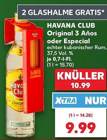 HAVANA CLUB Original 3 Años oder Especial echter kubanischer Rum, 37,5 Vol.% je 0,7-l-Fl. (1 l = 15.70)
