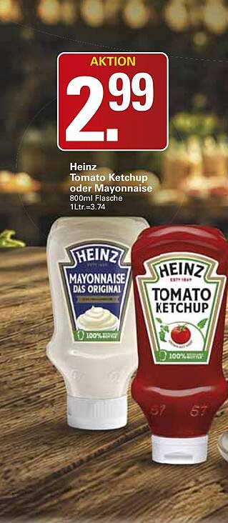 Heinz Tomato Ketchup oder Mayonnaise 800ml Flasche