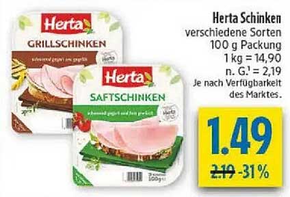 Herta Schinken verschiedene Sorten 100 g Packung