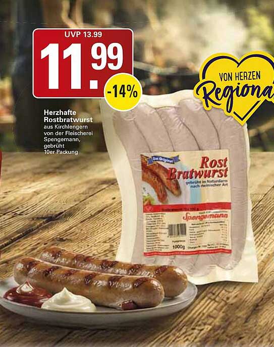 Herzhafte Rostbratwurst aus Kirchengern von der Fleischerei Spengemann, gebrüht 10er Packung