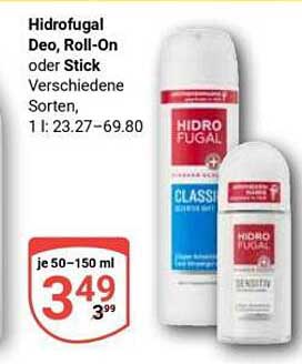 Hidrofugal Deo, Roll-On oder Stick Verschiedene Sorten, 1 l: 23.27–69.80
