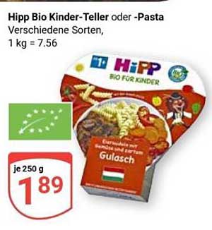 Hipp Bio Kinder-Teller oder -Pasta Verschiedene Sorten, 1 kg = 7.56