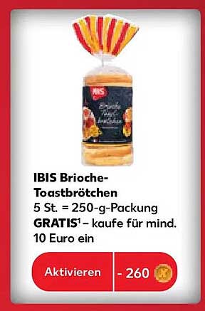 IBIS Brioche-Toastbrötchen 5 St. = 250-g-Packung GRATIS1 – kaufe für mind. 10 Euro ein