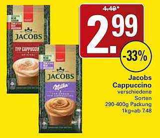 Jacobs Cappuccino verschiedene Sorten 290-400g Packung 1kg=ab 7,48