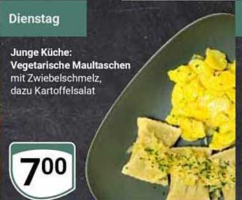 Junge Küche: Vegetarische Maultaschen mit Zwiebelschmelz, dazu Kartoffelsalat