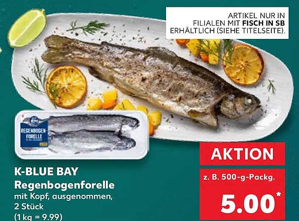 K-BLUE BAY Regenbogenforelle mit Kopf, ausgenommen, 2 Stück