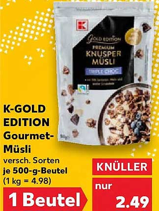 K-GOLD EDITION Gourmet-Müsli versch. Sorten je 500-g-Beutel