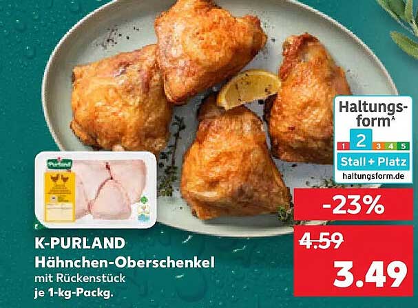 K-PURLAND Hähnchen-Oberschenkel mit Rückenstück je 1-kg-Packg.