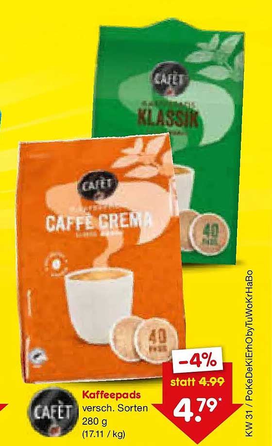 Kaffeepads versch. Sorten 280 g