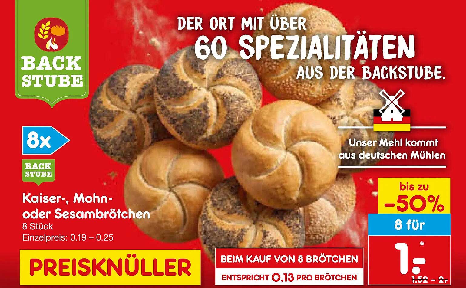 Kaiser-, Mohn- oder Sesambrötchen