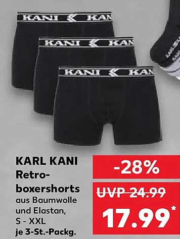 KARL KANI Retro-boxershorts aus Baumwolle und Elastan, S - XXL je 3-St.-Packg.