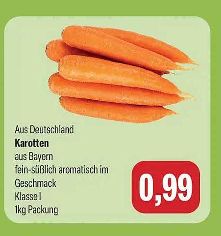Karotten aus Bayern fein-süßlich aromatisch im Geschmack Klasse I 1kg Packung