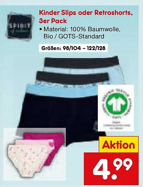 Kinder Slips oder Retroshorts, 3er Pack