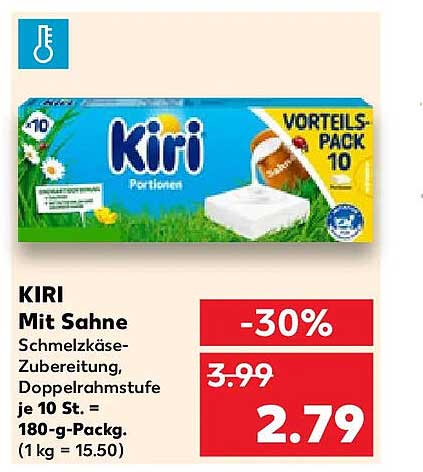 KIRI Mit Sahne Schmelzkäse-Zubereitung, Doppelrahmstufe je 10 St. = 180-g-Packg. (1 kg = 15.50)