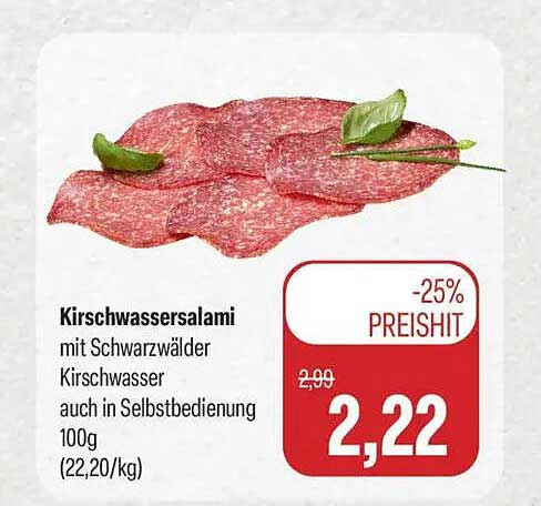 Kirschwassersalami mit Schwarzwälder Kirschwasser auch in Selbstbedienung 100g (22,20/kg)