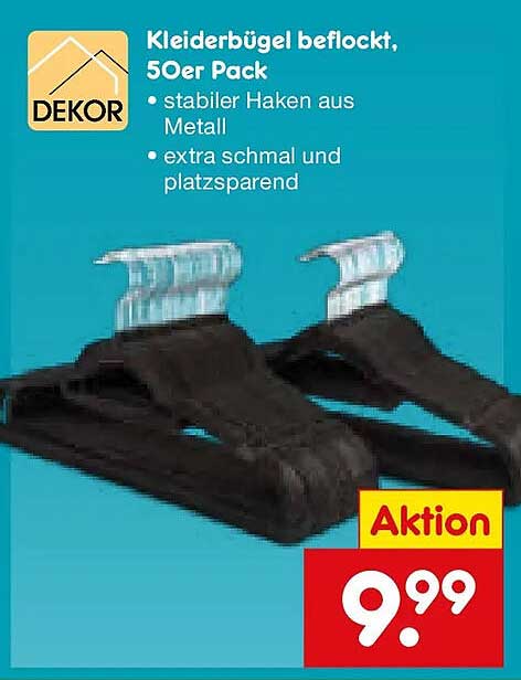 Kleiderbügel beflockt, 50er Pack