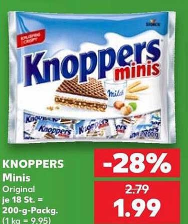 KNOPPERS Minis Original je 18 St. = 200-g-Packg.