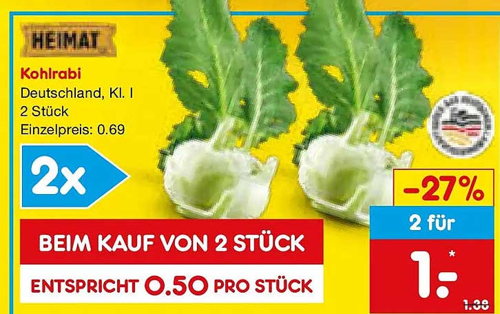Kohlrabi Deutschland, Kl. I 2 Stück Einzelpreis: 0.69