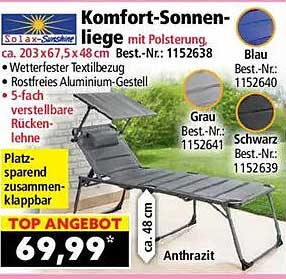 Komfort-Sonnenliege mit Polsterung, ca. 203 x 67,5 x 48 cm Best.-Nr.: 1152638