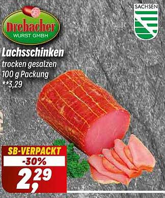 Lachsschinken trocken gesalzen 100 g Packung