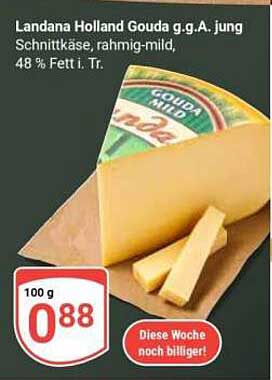 Landana Holland Gouda g.g.A. jung Schnittkäse, rahmig-mild, 48 % Fett i. Tr.