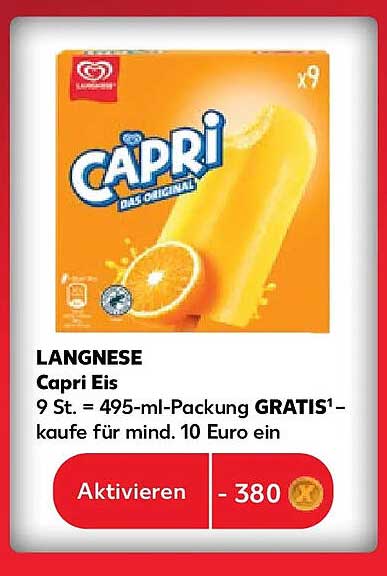 LANGNESE Capri Eis 9 St. = 495-ml-Packung GRATIS¹ – kaufe für mind. 10 Euro ein